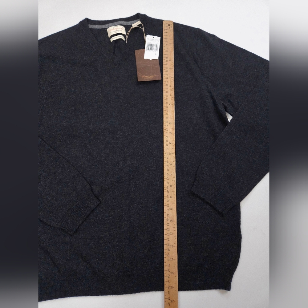 Weatherproof Men's Charcoal Cotton Cashmere V-Neck Pullover Sweater Large NWT - Picture 4 of 11
